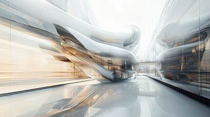 Obraz premium Futuristic office building with a clean, reflective glass facade, highlighting the sophistication and simplicity of contemporary architecture. 