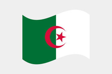 Flag of Algeria. Algeria wavy flag digital vector illustration. Fluttering flag.