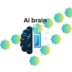 This is design with Ai brain word and gradient background