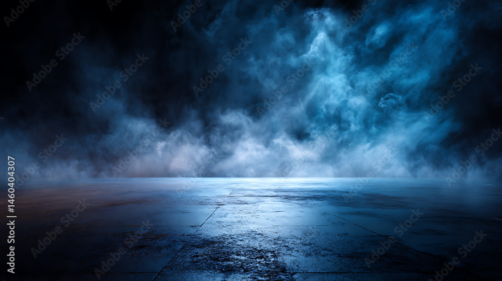 Aufkleber the concrete floor and studio room with smoke float up the interior texture for display products dar