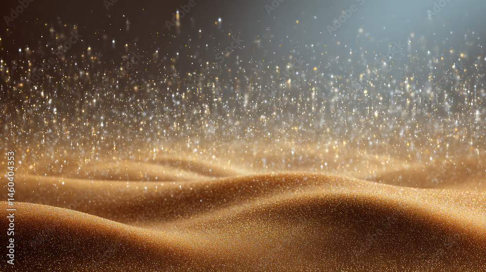 Aufkleber texture background of golden sand on the bottom and glowing sparkles above