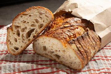 A view of a sourdough loaf.