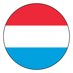 Flag of Luxembourg. Black edge. Luxembourg circle flag logo icon computer vector illustration design.