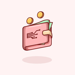 Vector illustration of a digital wallet representing mobile payment financial technology and secure online transactions Ideal for fintech apps e commerce banking and digital finance content Scalable a