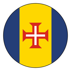 Flag of Madeira. Black edge. Madeira circle flag logo icon computer vector illustration design.