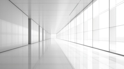 Obraz premium Minimalist architectural view of a white building with expansive glass, emphasizing modern design and clean urban aesthetics. 