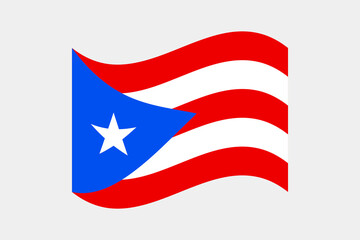 Flag of Puerto Rico. Puerto Rico wavy flag digital vector illustration. Fluttering flag.