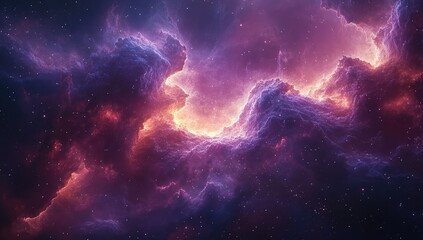 Fototapeta premium Cosmic Nebula with Purple, Orange, and Stars.