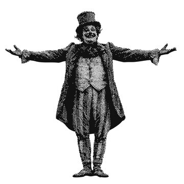 Circus ringmaster halftone grunge vector design element