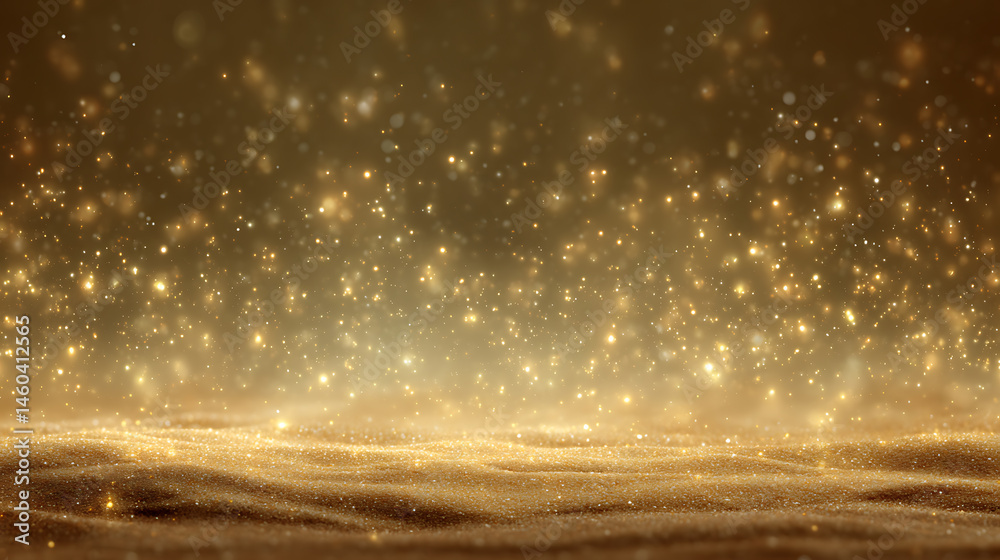 Aufkleber texture background of golden sand on the bottom and glowing sparkles above