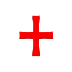 Obraz premium Bright red cross symbol on a solid background.