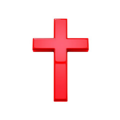 Obraz premium Glossy red cross symbol on a black background.