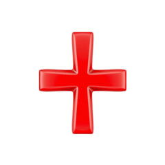 Obraz premium Red cross symbol with glossy appearance.