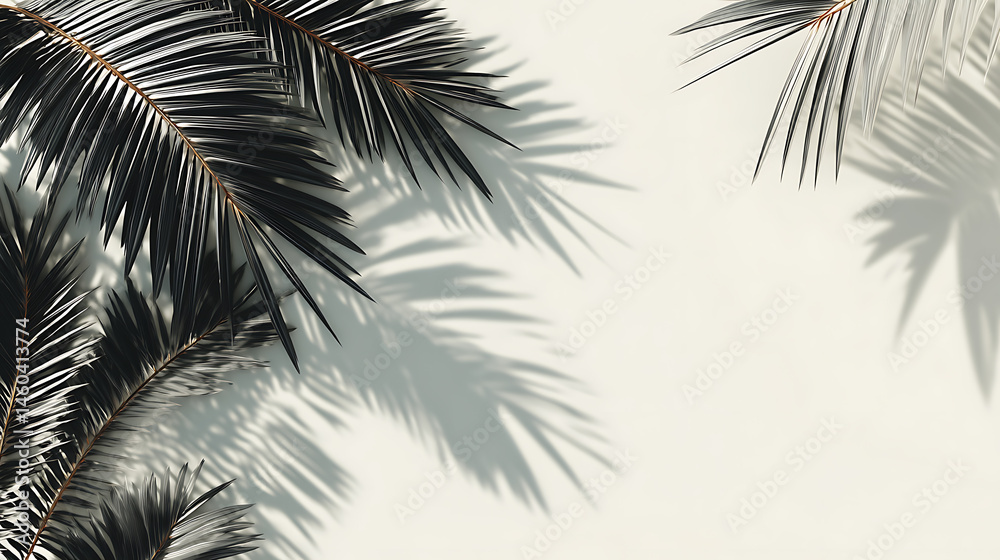 Aufkleber palm leaves shadow frame background overlay effect