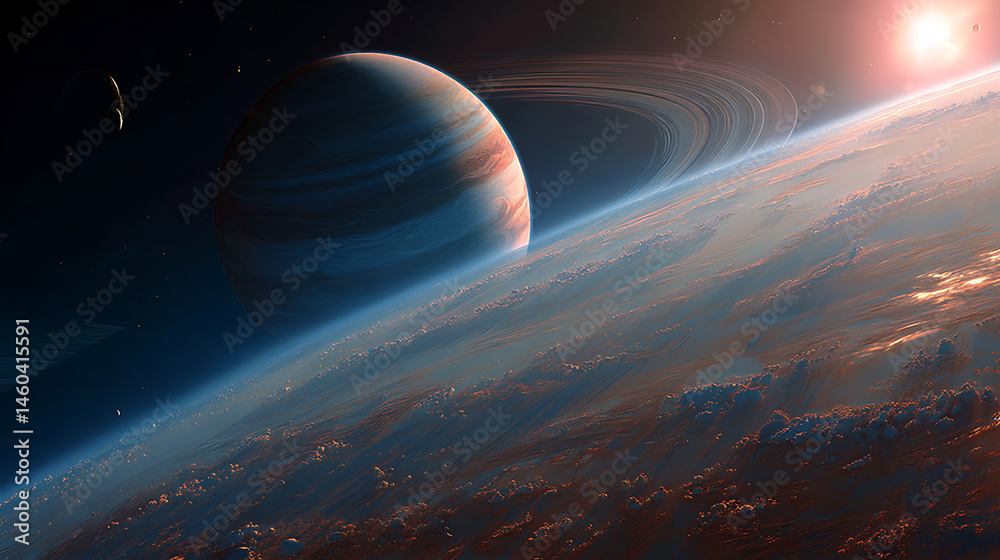 Poster explore the captivating realm of planets with ultra detail hd backgrounds that transport you to dist