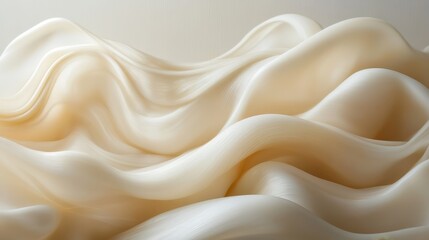 Obraz premium Soft, flowing folds of light cream fabric.