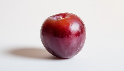 Obraz premium Single, vibrant red plum, smooth skin, perfect form