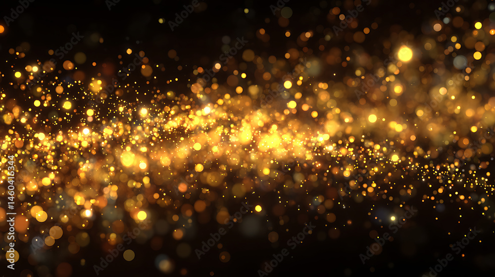 Poster Yellow glow particle abstract bokeh background