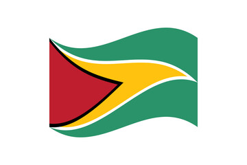 Flag of Guyana. Guyana wavy flag digital vector illustration.