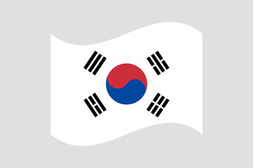 Flag of South Korea. South Korea wavy flag digital vector illustration.