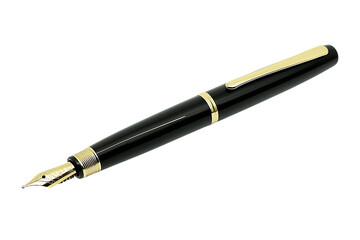 Elegant Black Fountain Pen with Gold Accents
