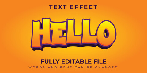 Hello Orange And Yellow Text Effect Design Gradation