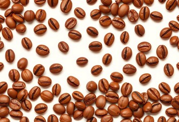 Seamless vector pattern of brown coffee beans; ideal for coffee shop print & decor, coffee beans,  coffee shop