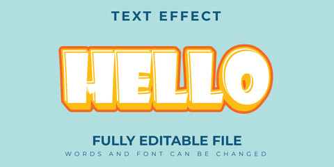 Hello White Text Effect Design With Blue Background