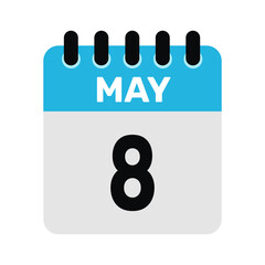 may 8 calendar icon reminder Vector page month design Illustration