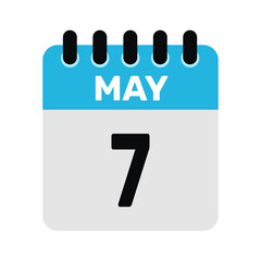 may 7 calendar icon reminder Vector page month design Illustration