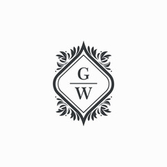 GW Initials Wedding Logo Vector Art  Icons  and Graphics