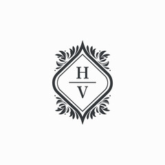 HV Initials Wedding Logo Vector Art  Icons  and Graphics