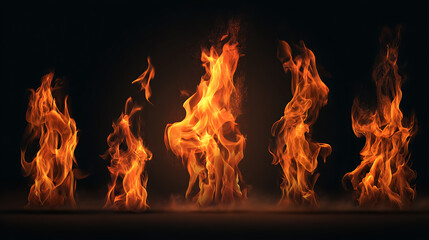 Fototapeta premium Realistic fire flames isolated
