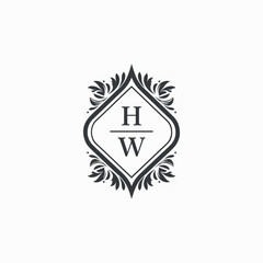 HW Initials Wedding Logo Vector Art  Icons  and Graphics
