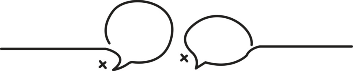 Chat Conversation, Dialogue Bubbles, Talk Communication two speech bubbles in continuous line style representing chat discussion messaging interaction clean vector