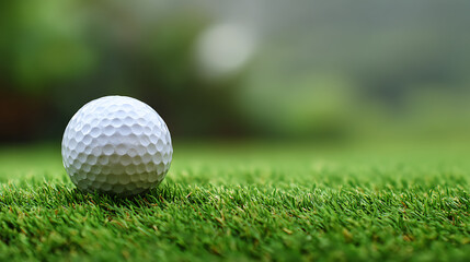 Obraz premium Golf ball on grass, on green background, sport concept