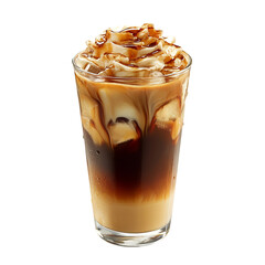 Glass of Iced Coffee with Ice and Cara Isolated on Transparent Background