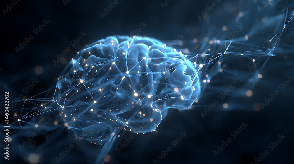 Aufkleber cybernetic brain, ai conceptual futuristic banner, cybernetics mind analysis data, neuron network pr