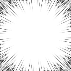 Naklejka premium 集中線の背景、漫画表現、フレーム、手書き風の線、正方形サイズ