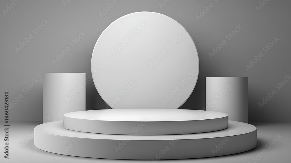 Poster white colour object stage podium stand for sample product showcase display advertising background pr