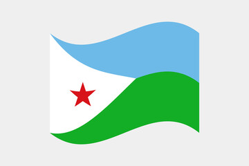 Flag of Djibouti. Djibouti wavy flag digital vector illustration.