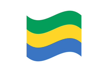 Flag of Gabon. Gabon wavy flag digital vector illustration.