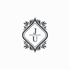 JU Initials Wedding Logo Vector Art  Icons  and Graphics