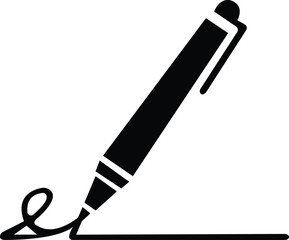 Signature, Pen, Writing hand drawn ink stroke signing calligraphy marker line art handwriting document approval contract signing office identity branding vector illustration