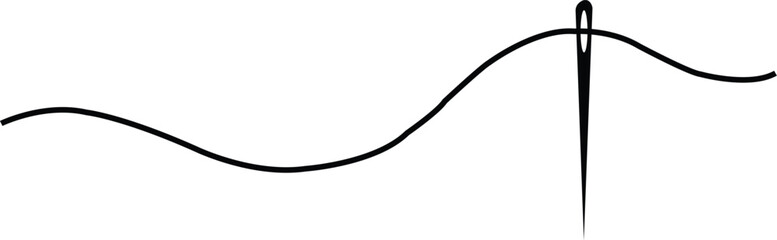 Thread, Needle, Stitch elegant sewing line art embroidery minimal textile craft tailoring fashion handmade detail continuous flow decorative divider vector illustration