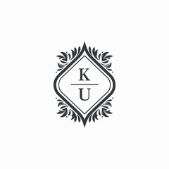 Fototapeta premium KU Initials Wedding Logo Vector Art Icons and Graphics