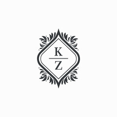 KZ Initials Wedding Logo Vector Art  Icons  and Graphics