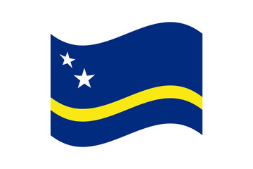 Flag of Curacao. Curacao wavy flag digital vector illustration. Fluttering flag.