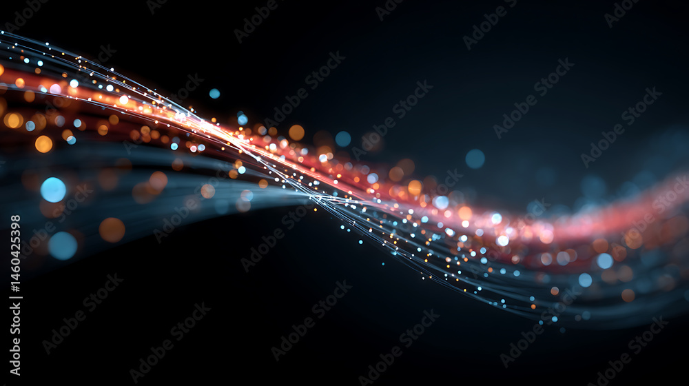 Aufkleber futuristic data stream 3d illustration, data transfer technology, cyberpunk, big data and cybersecur