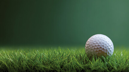Fototapeta premium Golf ball on grass, on green background, sport concept